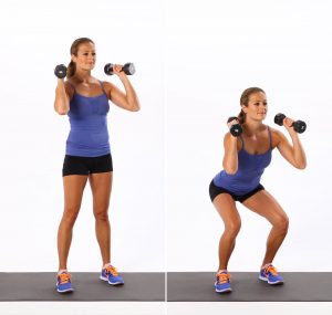 lady with dumbbells